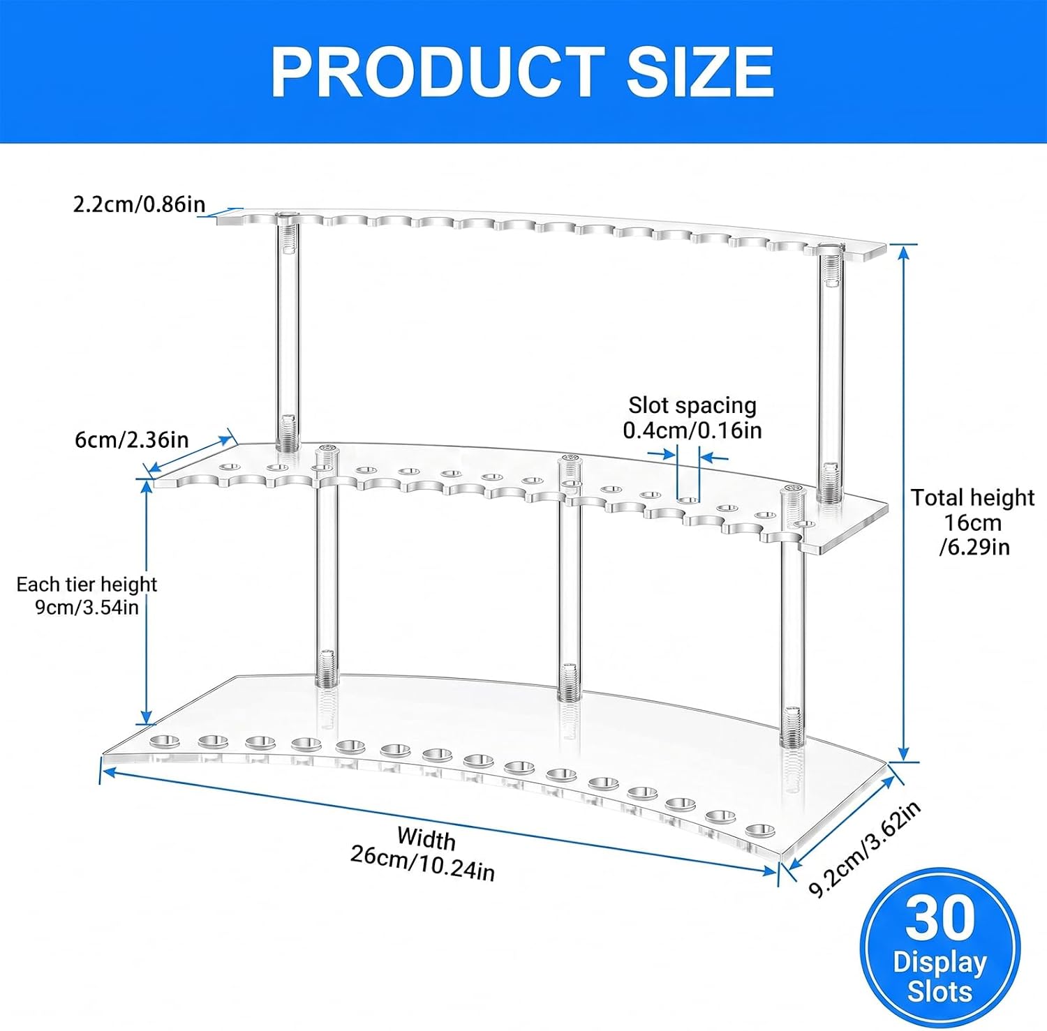 2-Tier Acrylic Pen Display Stand with 30 Slots