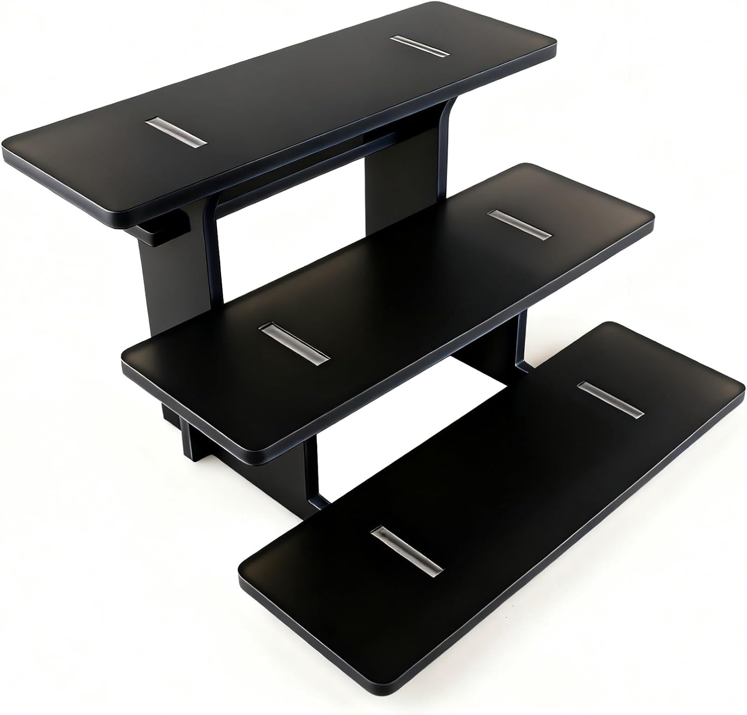 3 Tier Straight Tiered Display Stand, Portable Product Display Shelves, Farmers Market Display Shelf, Retail Display Stand for Vendor Events, Craft Shows, Dessert, Food Display Risers for Party