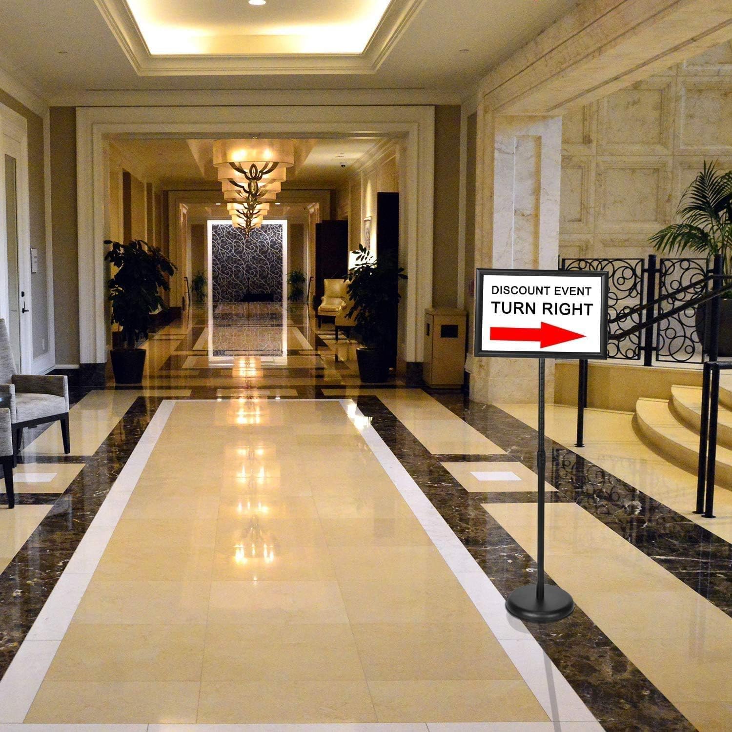 Adjustable Floor Standing Sign Holder, 8.5x11 inch, Round Base, 1 Pack